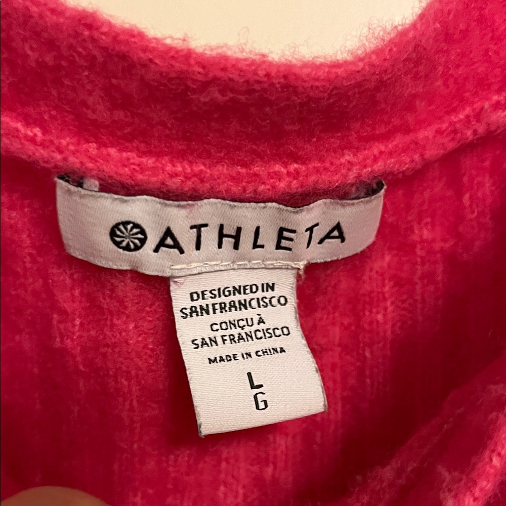 Athleta | L | Bright Pink Ribbed Sweater - Picture 2 of 4